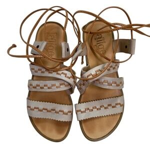 Latigo‎ Women's Wrap Around Lace Up Flats Sandals Size 6 Tan Leather Gladiator